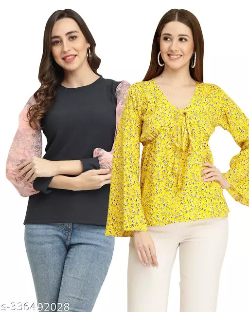 Women Solid Hip Length Top{Pack Of 2}