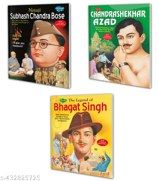 Netaji Subhash Chandra Bose  The Legend of Bhagat Singh and Chandrashekhar Azad book for kids : Freedom Fighters for Kids  Inspirational Stories book  Kids story book - Set 3 Story Books.