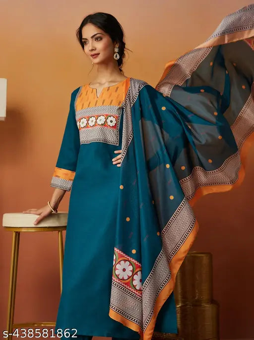Women's Handwork Kurta  & Pant With Dupatta set