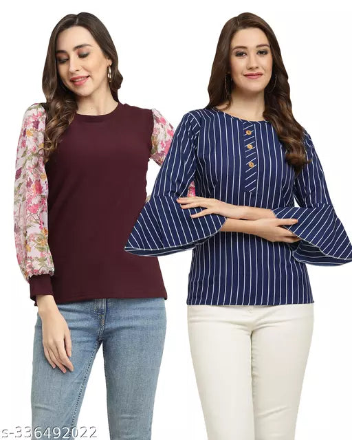 Women Solid Hip Length Top{Pack Of 2}