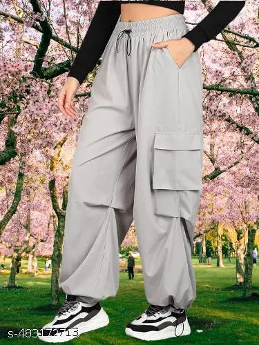 Women solid ns cargo stylish jogers pants