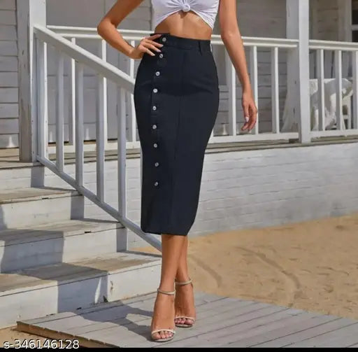 Woman Black Denim Skirt