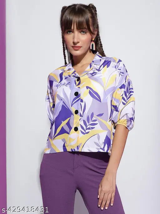 Women's Crepe Floral Printed Resort Shirt