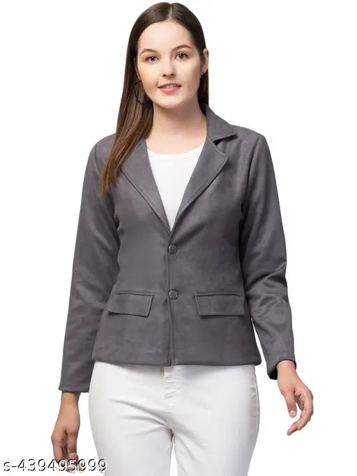 AVYOLA Women Linen Solid Blazers & Coats  Long Sleeves Blazers