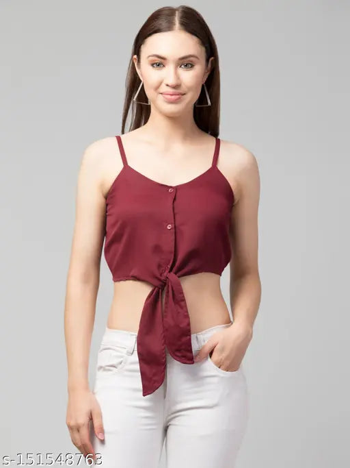 Button down Tie-up Crop Top