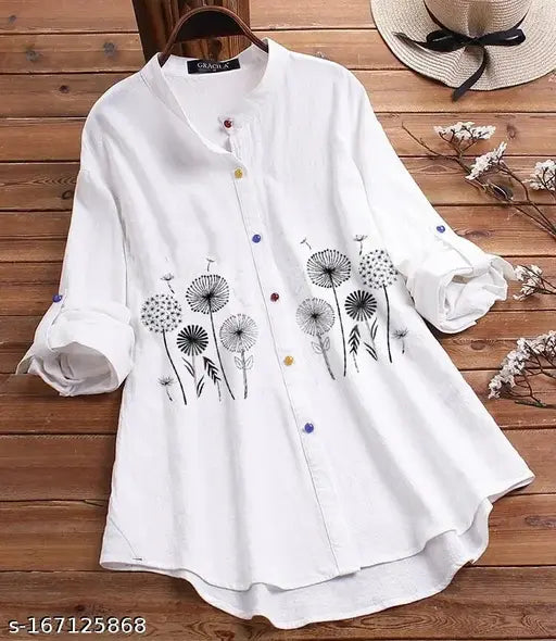 Classy Black Flower Printed Womens Top Tunic
