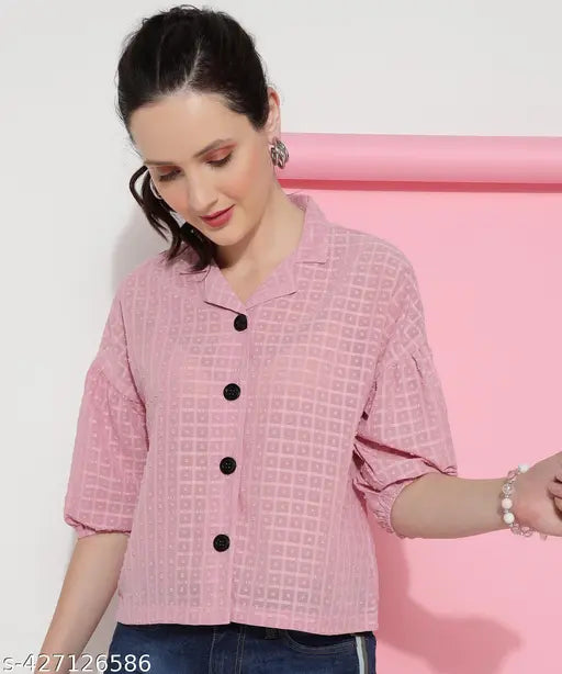 Womens Checks Georgette Stylish Shirt