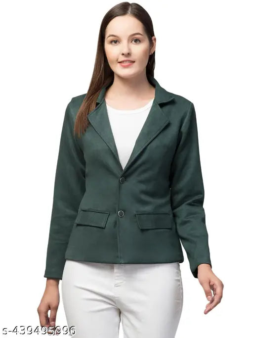 AVYOLA Women Linen Solid Blazers & Coats  Long Sleeves Blazers