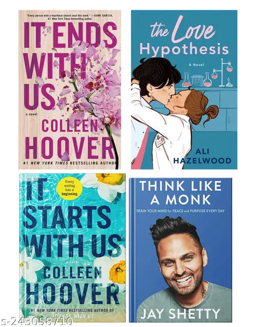 IT END WITH US BY COLLEEN HOOVER  + IT STARTS WITH US BY COLLEEN HOOVER  + THE LOVE HYPOTHESIS BY ALI HAZELWOOD  + THINK LIKE A MONK BY JAY SHETTY