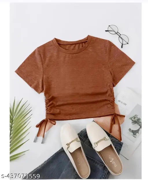 New Stylish Side Dori Short Sleeve Fashionable Top For Woman