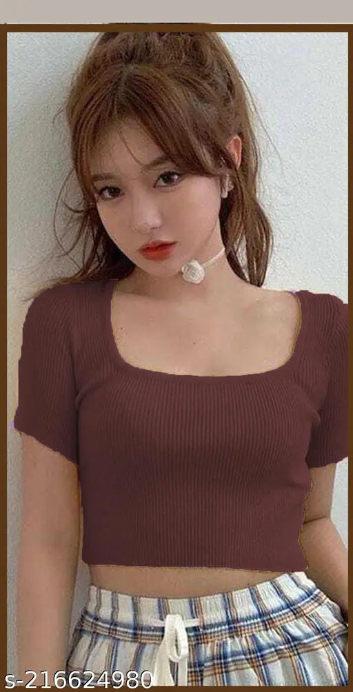 Stylish Deep Neck Short Top