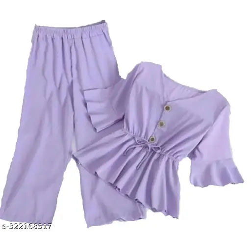 Nature Craft women Crepe Lavender Top and palazzo set
