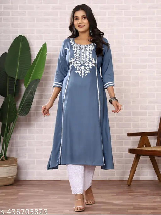 Ultra Women's Solid Embroidery Kurta