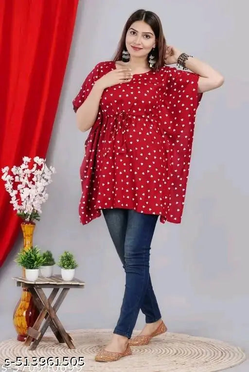Women polka dot print kaftan stylish top