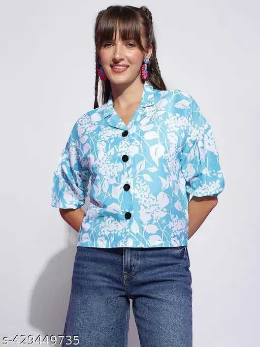 Women's Poly Rayon Floral Printed Resort Shirt