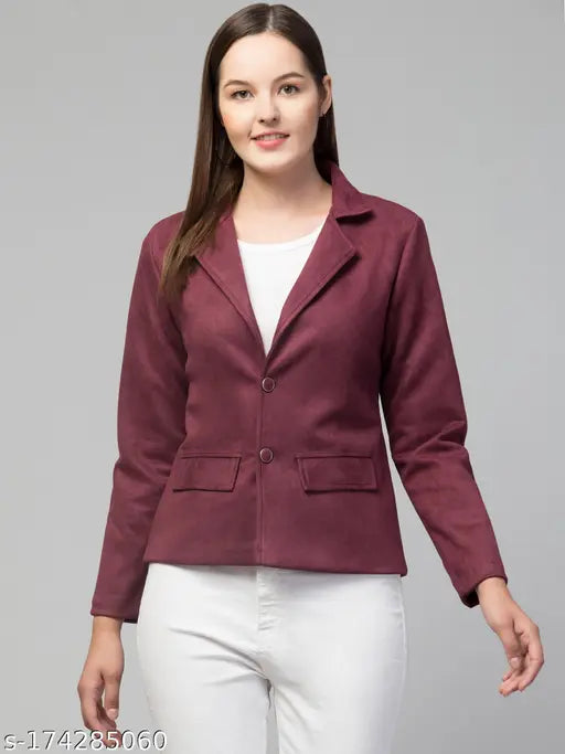 Classic Essential Linen Lapel Suede Blazers & Coats