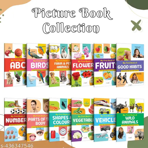 My First Picture Book Collection For Early Learning : With  12 Topics : (Waterproof  Dust-Resistant  Big Fonts  Laminated  Realistic Pictures) kids book