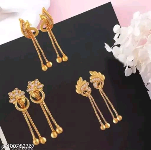 Combo of 3 Drop Brass Earrings