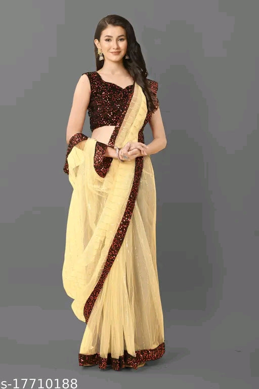 Net saree with blouse piece