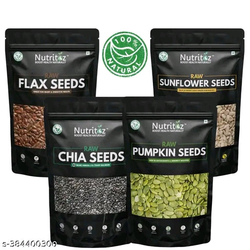Nutritoz Combo pack 4 seeds: Chia Seeds, Flax Seeds, Pumpkin Seeds and Sunflower Seeds