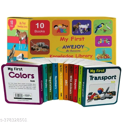Awejoy My First Picture Library Box of 10 Board Books (Pre-School Books) Gift Set For Kids
