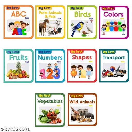 Awejoy My First Picture Library Box of 10 Board Books (Pre-School Books) Gift Set For Kids