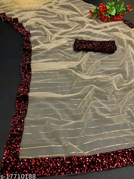 Net saree with blouse piece