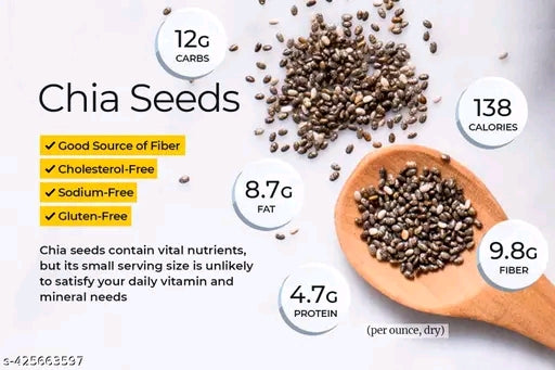Vegetarian Raw Chia Seeds 200 gms with no trans fat and gluten free