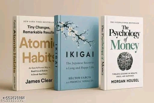 #003 Three Combo books Atomic Habits, Ikigai and The psychology of money