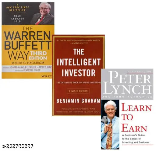 The Warren Buffett Way.+ The Intelligent Investor+ Learn To Earn (3 BOOKS COMBO) (Genric author   Graham Benjamin   Lynch Peter) (English  Paperback)