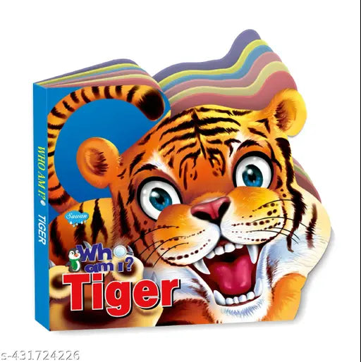 Tiger 'Who Am I' Die-Cut Shape Board-Book : Learning book for kids  Children board books  Board book for kids.