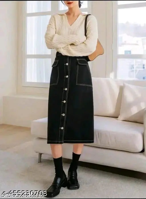 Woman High Waist Denim Skirt