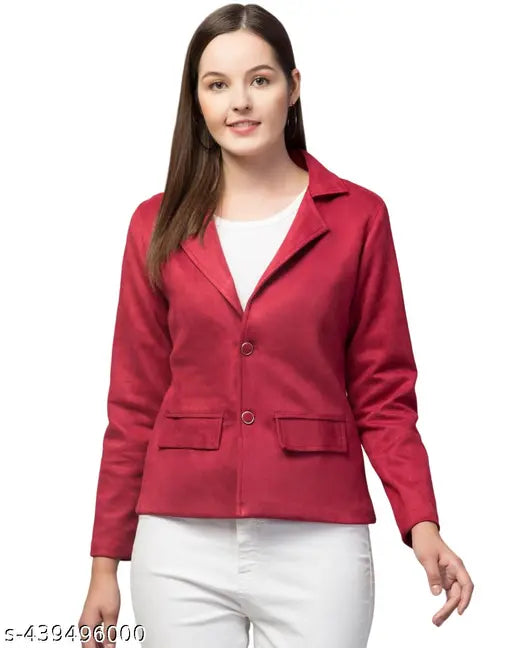 AVYOLA Women Linen Solid Blazers & Coats  Long Sleeves Blazers