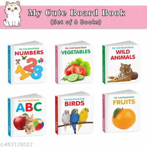All-in-One Learning Board Book Set for Children – ABC  Numbers  Fruits  Vegetables  Wild Animals  Birds - Educational Picture Books for Toddlers  Baby board books 