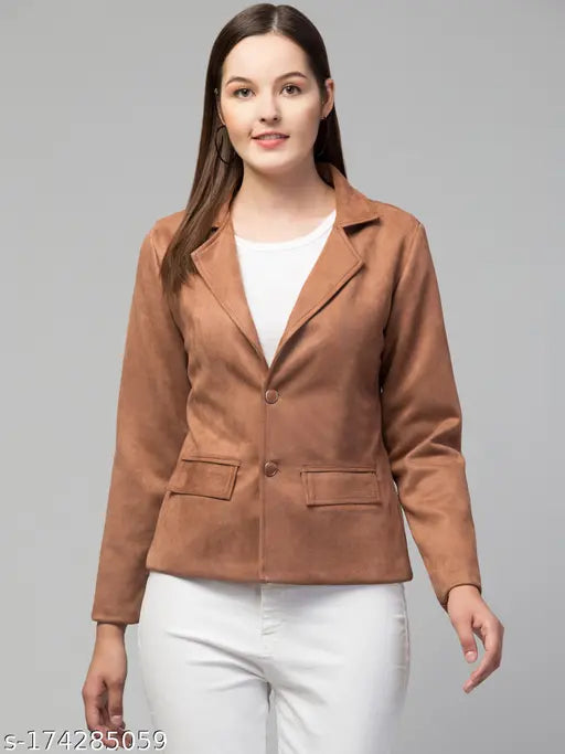 Classic Essential Linen Lapel Suede Blazers & Coats