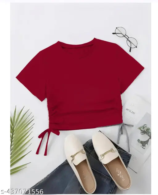 New Stylish Side Dori Short Sleeve Fashionable Top For Woman