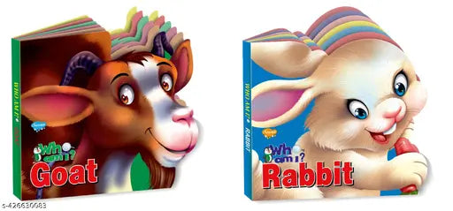 Goat and Rabbit Who Am I' Die-Cut Shape Board-Books for kids : Children learning book  Educational board books for kids  Die cut shape book - Combo of 2 board book.