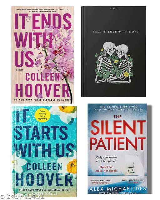 IT END WITH US BY COLLEEN HOOVER  + IT STARTS WITH US BY COLLEEN HOOVER  + I FELL IN LOVE WITH HOPE BY LANCALI + SILENT PATIENT BY ALEX MICHAELIDES