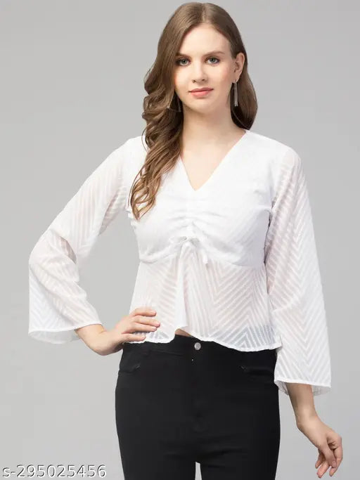 Elegant Chiffon Drawstring Top