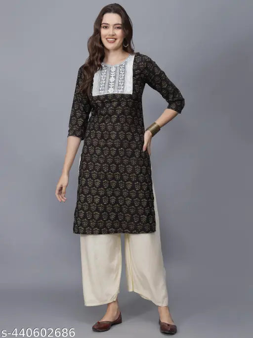 Women Floral Print Pure Cotton Straight Kurta