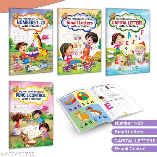 My First Book of Writing Complete Combo with activities : All in one writing books  Early writing practice  handwriting books for kids - Pack of 4 books