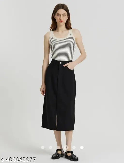 Woman Black denim Skirt