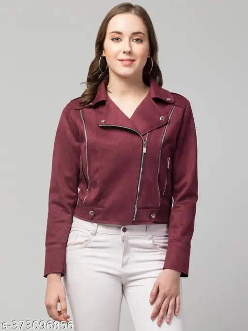Avyola Women Classic Winter Suede Zipper Jacket