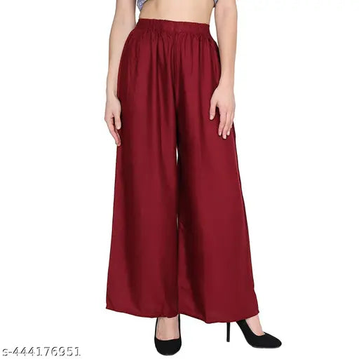 HF plain maroon palazzo