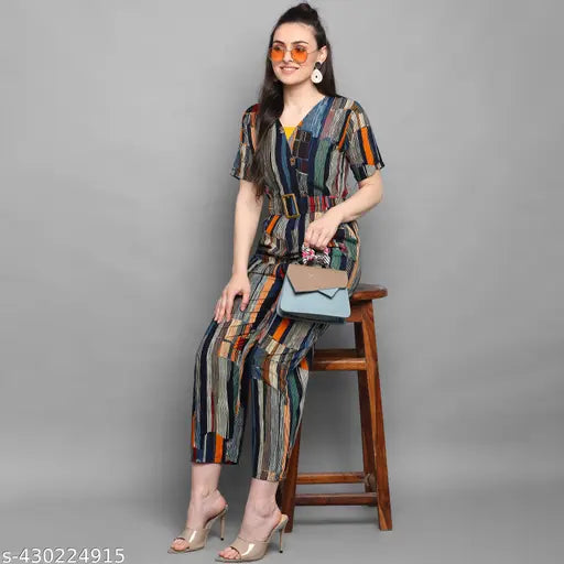 Women's Rayon Foil Printed Jumpsuit