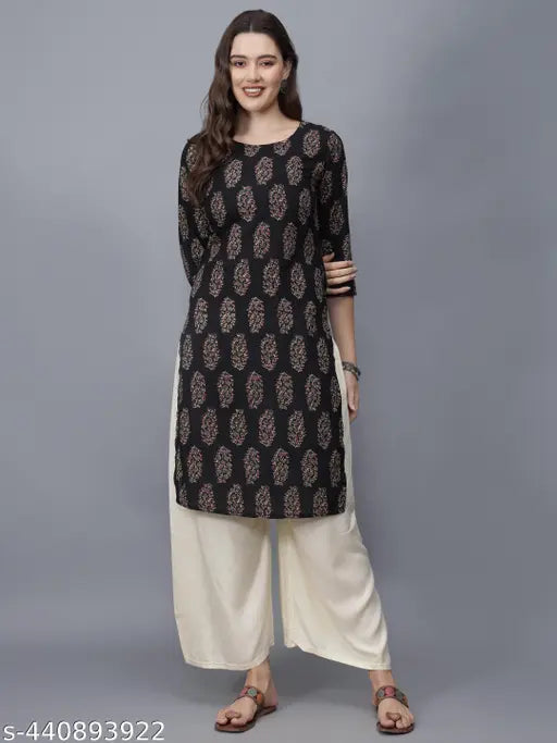 Women Floral Print Pure Cotton Straight Kurta