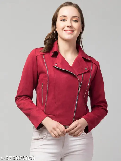Avyola Women Classic Winter Suede Zipper Jacket