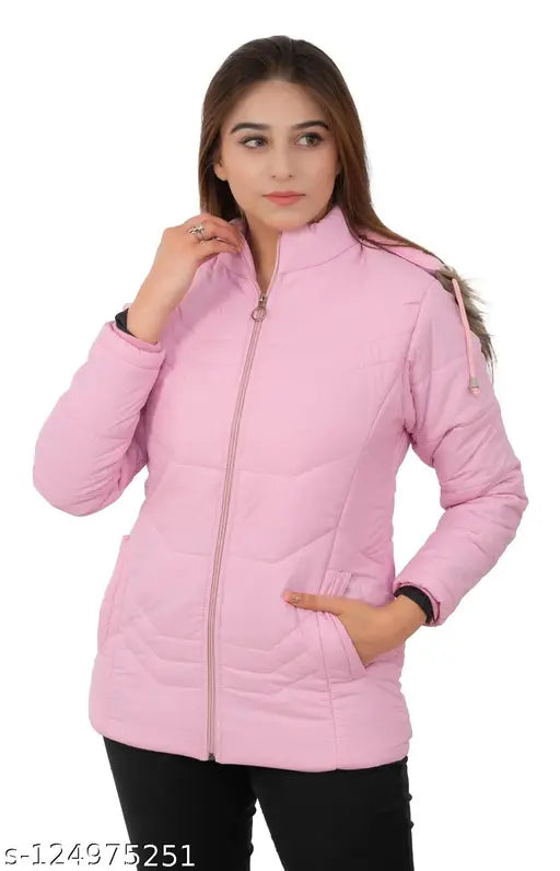 STUFFLIN Women's Quilled Jacket Quilted Jacket Regular Fit Hooded Neck Jacket For Women