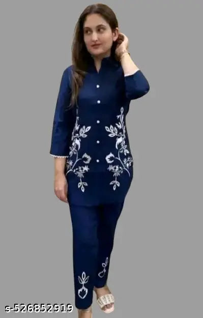 Women printed rayon co-rd set shirt and payjama