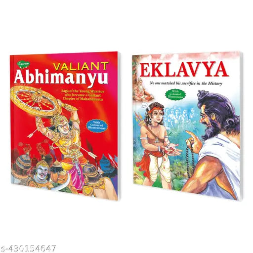 Valiant Abhimanyu and Eklavya story book for kids : Mythological story book for kids  Children story book  Story book for kids - Set of 2 book.
